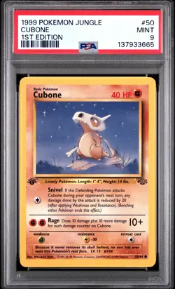 1999 POKEMON JUNGLE 1ST ED #50 CUBONE PSA 9 - Image 1