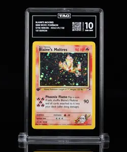 Pokemon 2000 Gym Heroes Blaine's Moltres Holo 1st Edition 1/132 TAG 10 - Image 1