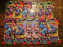 Pokemon TCG PHANTASMAL FLAMES Sleeved Booster Packs New Sealed Lot of 12 Packs - Image 1