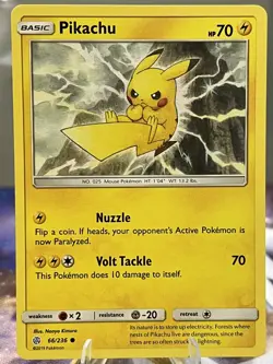 Pikachu 66/236 Pokemon Sun & Moon Cosmic Eclipse Common Non Holo NM - Image 1