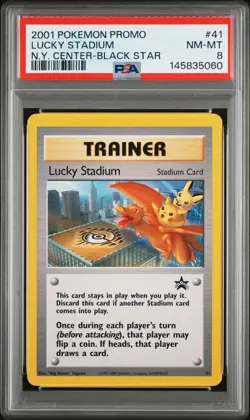 2001 POKEMON PROMO BLACK STAR #41 LUCKY STADIUM-N.Y. CENTER PSA 8 - Image 1