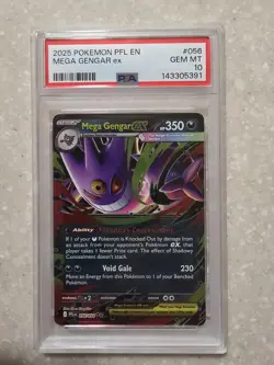 2025 Pokemon Phantasmal Flames Mega Gengar ex Double Rare #056/094 PSA 10 - Image 1