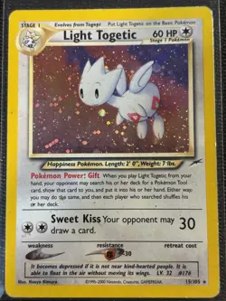 Pokemon TCG Holo Ultra Rare Light Togetic Neo Destiny 15/105 SOME Play - Image 1