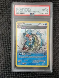 2015 POKEMON XY ANCIENT ORIGINS GYARADOS 21/98 M GYARADOS COL. COSMOS HOLO PSA 8 - Image 1