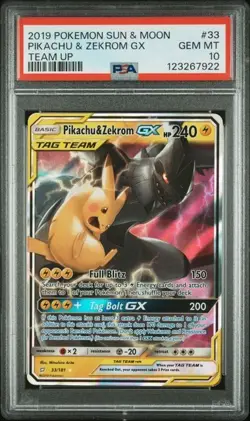 Pokemon 2019 SM Team Up Pikachu Zekrom GX Card 33/181 PSA 10 - Image 1