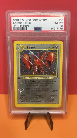 Pokemon 2001 - Scizor 10/75 - Neo Discovery Holo 1st Edition - PSA 8 - Image 1
