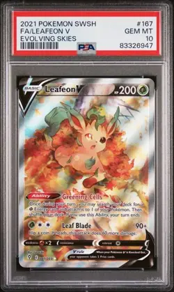 2021 Pokemon SWSH Evolving Skies Leafeon V ALT ART 167/203 PSA 10 Gem Mint - Image 1
