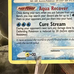 Suicune Holo Rare Secret Wonders 19/132 Cracked Ice Pokemon 2007 - Image 5