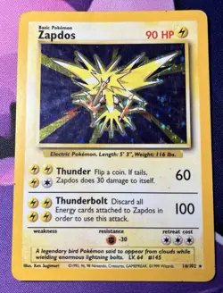 Pokemon TCG - Zapdos Holo 16/102 - Rare Base Set WOTC - Good Condition 🔥 - Image 1