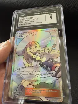CGC 9 Lillie 147/149 Full Art Rare Trainer 2017 Pokemon TCG Sun & Moon Base Set - Image 1
