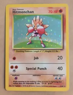 Pokemon TCG Hitmonchan Base Set 7/102 Holo Unlimited Holo Rare - Image 1