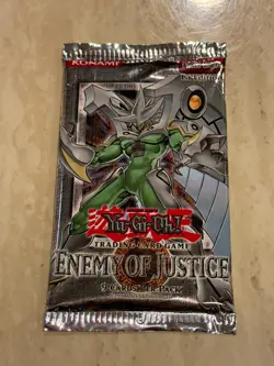 1996 Yu-Gi-Oh Enemy Of Justice 1st edition Booster Pack - Image 1