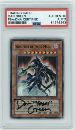 PSA Signed Dan GreenYu-Gi-Oh! Sorcerer of Dark Magic DPYG-EN010 1st Edition - Image 1