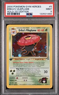 Pokemon Card - Erika's Vileplume - 5/132 -Holo 1st Edition - PSA 9 - Image 1