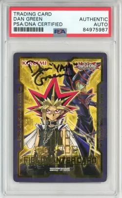 PSA Signed Dan Green Yu-Gi-Oh! Yami Yugi & Dark Magician Field Center Card - Image 1