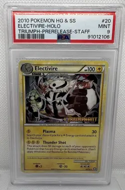 2010 Pokemon Electivire HG & SS Triumphant Holo Prerelease Staff Promo #20 PSA 9 - Image 1
