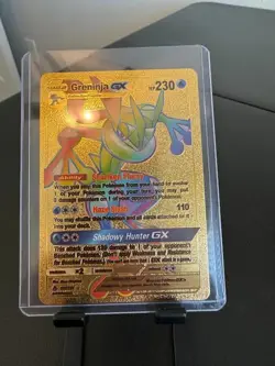 Pokemon Greninja GX Gold Metal Fan Art Card Collectible HP 230 - Image 1