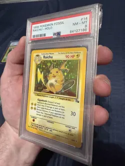 PSA 8 Raichu Pokemon Fossil Holo Unlimited 14/62 1999 Wizards of the Coast Card - Image 2