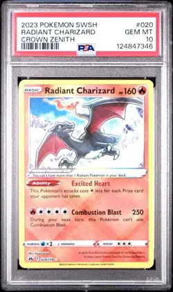 9527 Radiant Charizard 2023 Pokemon Sword & Shield Crown Zenith #20 PSA 10 - Image 1