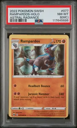 PSA 8(MC) 2022 Pokemon SWSH Rampardos - Holo Astral Radiance #077 NM-MT POP 1 - Image 1