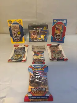 Pokemon Walmart Mystery Power Box 5 Booster Packs + Sealed Lot - Image 1