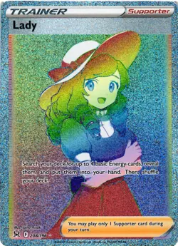 Pokemon TCG Lady (Secret) Secret Rare Holo SWSH11: Lost Origin 208/196 NM - Image 1
