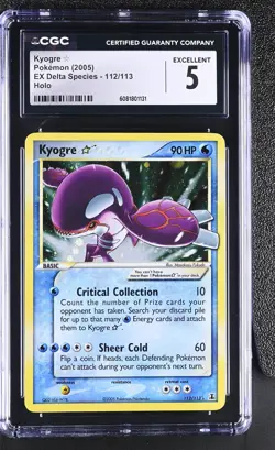 CGC 5 Kyogre Gold Star 2005 EX Delta Species 112/113 Holo Pokemon Card - Image 1