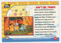 Don't Cry, Togepi! 43 Pikachu's Vacation TOPPS Pokemon the First Movie Card 1999 - Image 2