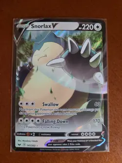 Snorlax V 141/202 - Sword & Shield Full Art Ultra Rare Pokemon Card - Image 1