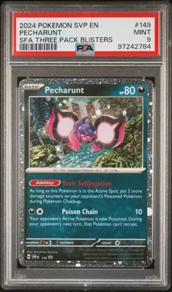 2024 Pokemon Shrouded Fable Pecharunt BLACK STAR PROMO #149 Cosmos PSA 9 MINT - Image 1
