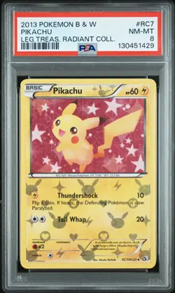 2013 POKEMON B&W LEGEND TREASURES RADIANT COLL #RC7 PIKACHU PSA 8 - Image 1