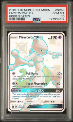 Mewtwo GX Shiny PSA 10 Pokemon Hidden Fates Shiny Vault SV59/SV94 - Image 1