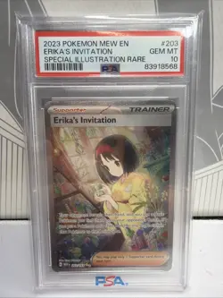 2023 POKEMON MEW EN-151 SPECIAL ILLUSTRATION RARE #203 ERIKA'S INVITATION PSA 10 - Image 1
