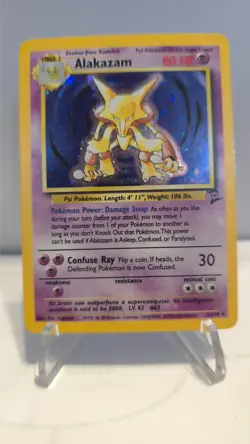 Alakazam 1/130 Rare Holo LP Base Set 2 Pokemon Card TCG Vintage - Image 1
