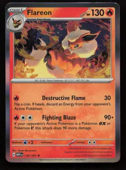 Flareon Holo #136/165 SV: Scarlet & Violet 151 Pokemon (1K) - Image 1