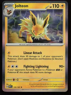 Jolteon Holo #135/165 SV: Scarlet & Violet 151 Pokemon (1K) - Image 1