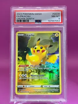 2023 POKEMON SWORD & SHIELD CROWN ZENITH #GG30 FULL ART/PIKACHU PSA 8 - Image 2
