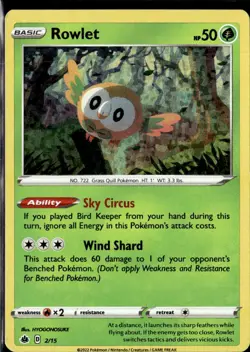 Pokemon Rowlet 2/15 Miscut ERROR McDonald's Promo 2022 Holo - Image 1