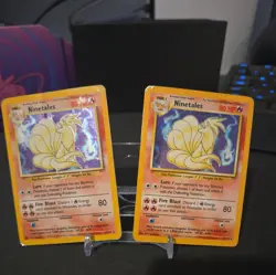 x2 POKEMON NINETALES 12/102 HOLO BASE SET 1999 WIZARDS HEAVILY PLAYED X2 - Image 1