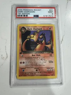 Pokemon 1 Edition 2000 Dark Charizard #21 Team Rocket PSA 9 - Image 1