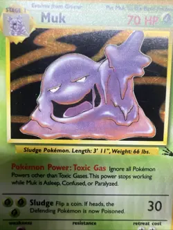 Pokemon Muk 13/62 Fossil Holo - LIGHT PLAY (A) - Image 4