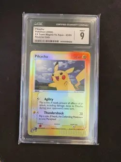 CGC 9 Pikachu 43/95 Team Magma vs Team Aqua Reverse Holo E-reader Pokemon Card - Image 1
