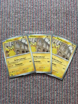 3 x Pikachu At The Museum OVERSIZED Promo Card - Natural History Museum - SEALED - Image 1