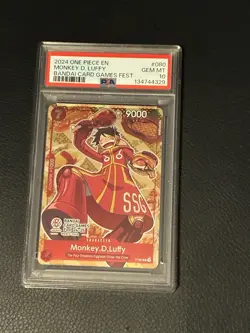 2024 ONE PIECE PROMOS BANDAI CARD GAMES FEST P-080 Monkey.D.Luffy PSA 10 - Image 1