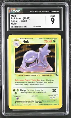 CGC 9 MINT Muk 1999 Fossil 13/62 Holo Pokemon Card - Image 1