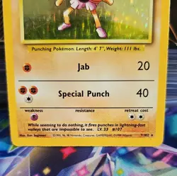 Pokemon WOTC Card - Hitmonchan - Base Set - Holo Rare - 7/102 - MP - Image 2
