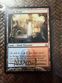 Mtg. Steam Vents. Guildpact. Signed. Played - Image 1