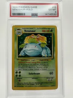 Pokemon Venusaur Base Set 015/102 PSA 6 Holo Rare Stage 2 English Card - Image 2