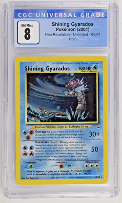 (PSA) CGC 8 Shining Gyarados SWIRL HOLO Neo Revelation Pokemon Card #65 Clean! - Image 1