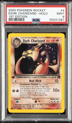 2000 POKEMON ROCKET 1ST ED #4 DARK CHARIZARD-HOLO PSA 9 - Image 1